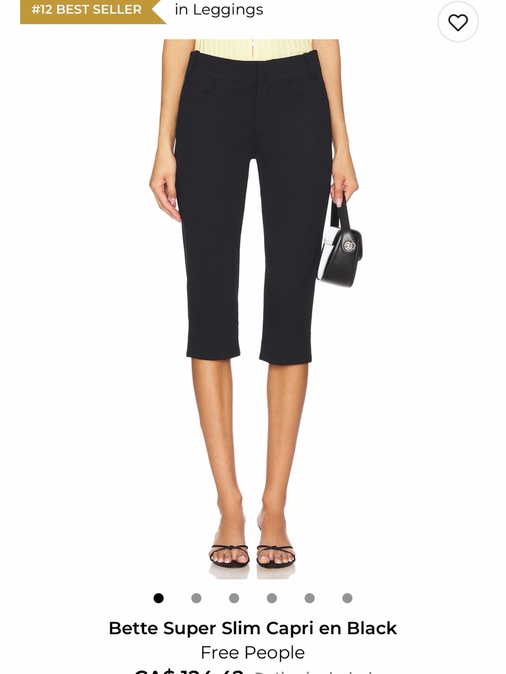 Free People Black Cropped Capri Pants